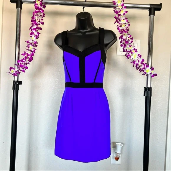 Rebecca Minkoff Violet & Black Night Out Silk Bustie Mini Dress Size 6 - Picture 6 of 17
